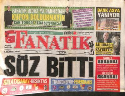 Fanatik Gazetesi 6 Mayıs 2012 - Ali Urası Kaybettik - Balotelli Yine Çapkınlık İşinde GZ98886 - 1