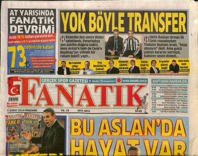 Fanatik Gazetesi 6 Şubat 2014 - Sadri Şenerden Fenere Yanıt - Maloudadan Kötü Haber GZ125709 - 1