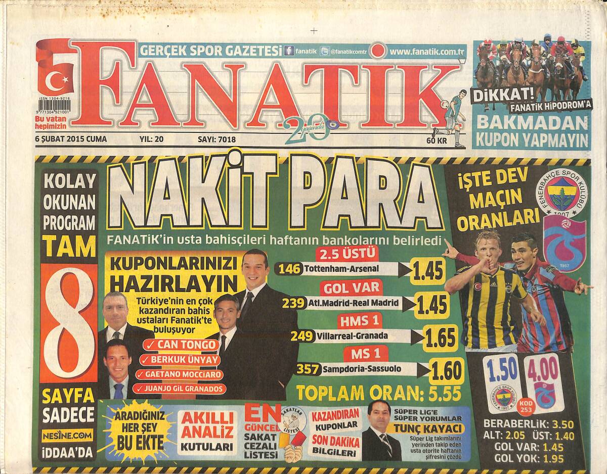 Fanatik Gazetesi 6 Şubat 2015 - Demba Ba'nın Gözü Krallıkta GZ159408 - 1