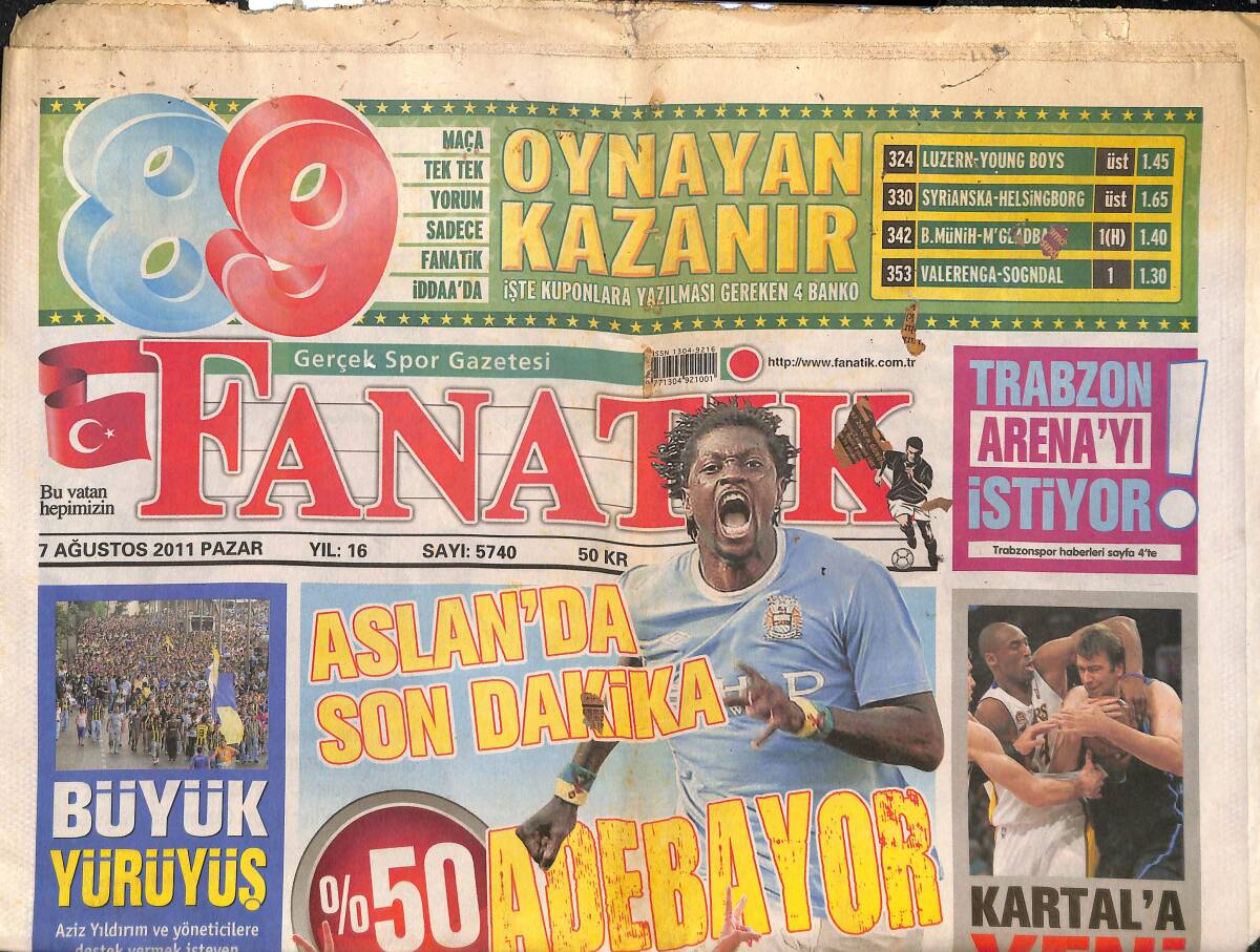 Fanatik Gazetesi 7 Ağustos 2011 - Trabzon Arena'yı İstiyor! - Aykut Kocaman Ceza Konusunu Aklına Bile Getirmediğini Söyledi! GZ137243 - 1