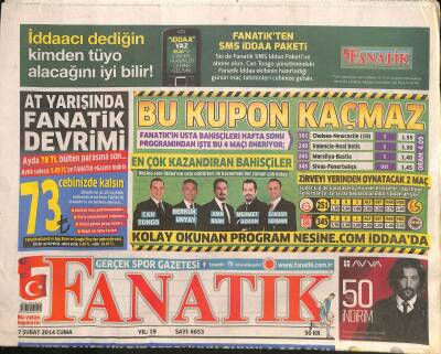 Fanatik Gazetesi 7 Şubat 2014 - Aslanda Parola Ven Ve Bekle - Trabzonda Yeni Formül GZ125720 - 1