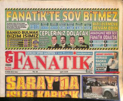 Fanatik Gazetesi 8 Ekim 2013 - Trabzonspor İşin Peşini Bırakmıyor - Aziz Yıldırımın Sağlık Durumu Gayet İyi GZ124443 - 1