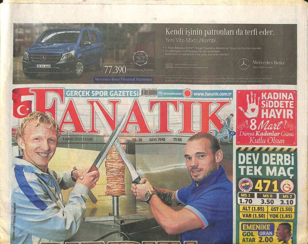 Fanatik Gazetesi 8 Mart 2015 - Buyurun Futbol Ziyafetine: Galatasaray Kadıköy'e Lider Olarak Ayak Basıyor GZ155280 - 1