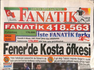 Fanatik Gazetesi 8 Nisan 1997 - Terim Hesap Sordu - Fenerde Kosta Öfkesi GZ122998 - 1