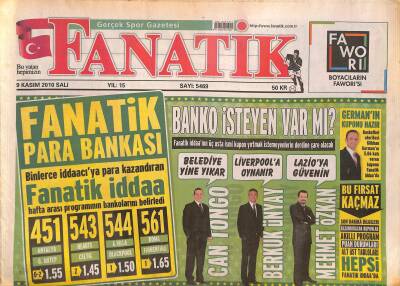 Fanatik Gazetesi 9 Kasım 2010 - Sadri Şener Fanatike Konuştu - Galatasarayda Taşlar Yerinden Oynayacak GZ124480 - 1
