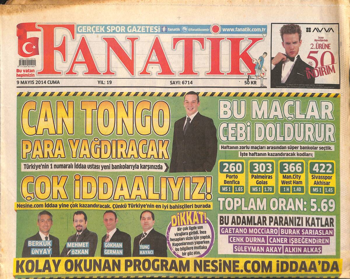 Fanatik Gazetesi 9 Mayıs 2014 - Diego Yakın Markajda - Avni Aker: Galatasaray Maçı Şansımız GZ137201 - 1