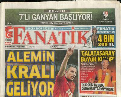 Fanatik Gazetesi 9 Temmuz 2015 - Etoo İlk İdmanına Çıktı - Arda Turan Tiki Taka Öğrenecek GZ125814 - 1