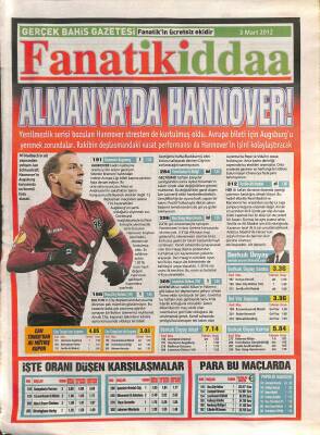 Fanatik Gazetesi İddaa Eki 3 Mart 2012 - Almanyada Hannover ! GZ124641 - 1