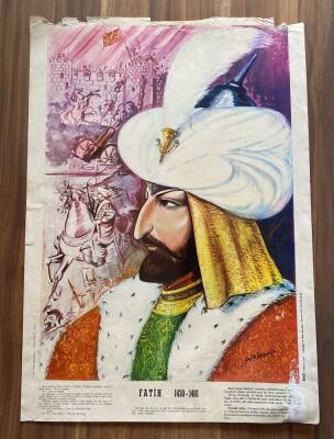 FATİH SULTAN MEHMET BÜYÜK BOY KARTPOSTAL (ŞEFİK DİRENOĞLU) (35X50 CM) KRT17583 - 1