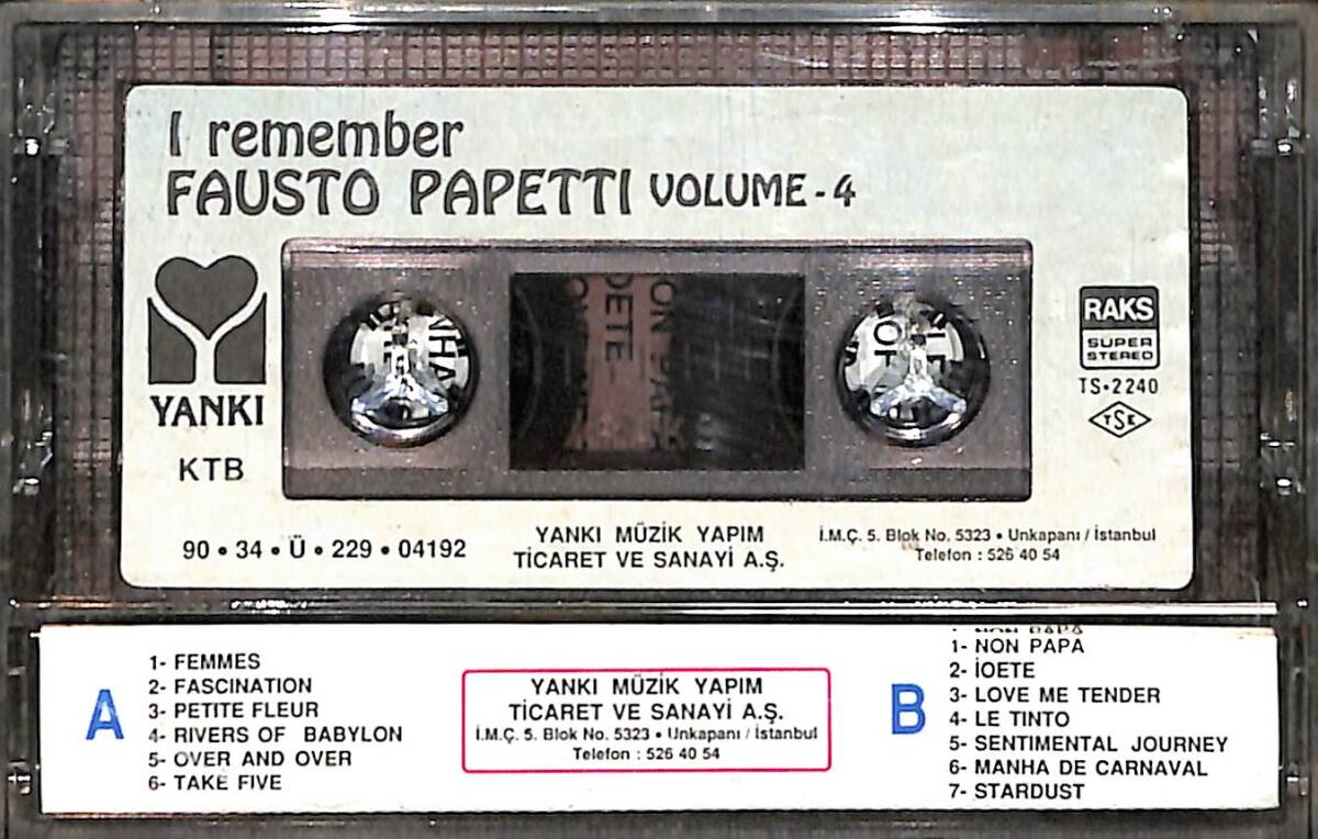 Fausto Papetti I Remember Volume 4 Kaset (İkinci El Kaset) KST29792 - 2