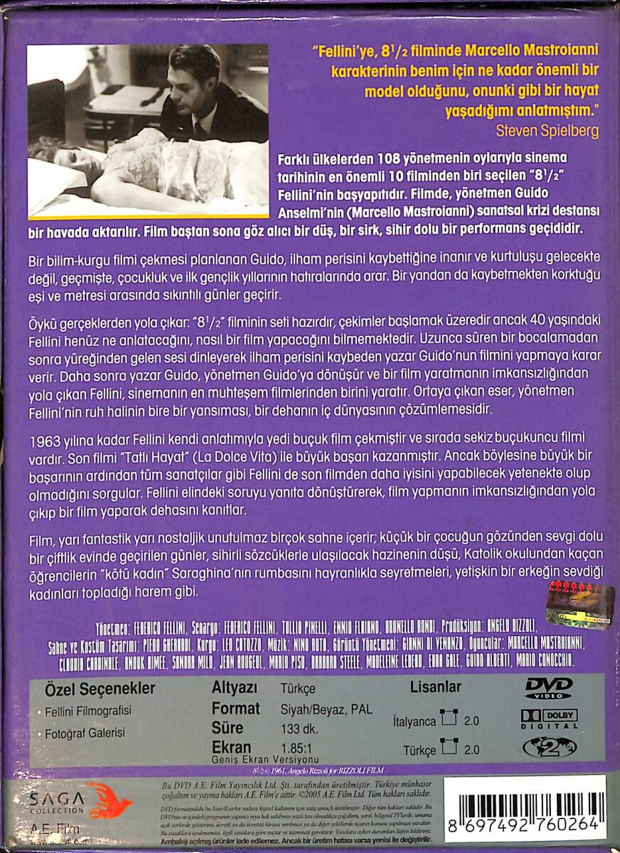 Federico Fellini 8 1/2 DVD Film (İkinci El) DVD2507 - 2