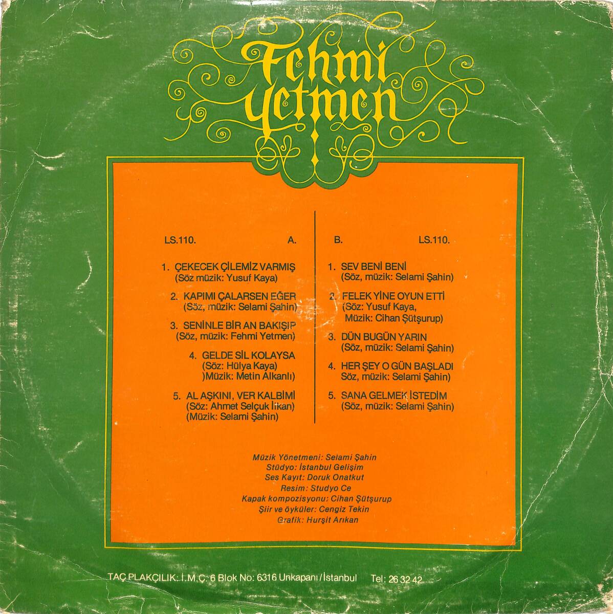 Fehmi Yetmen – Sevgilerimle (Her Şey O Gün Başladı) | Taç Plak 33'lük LP (Long Play) PLAK (10/7) 