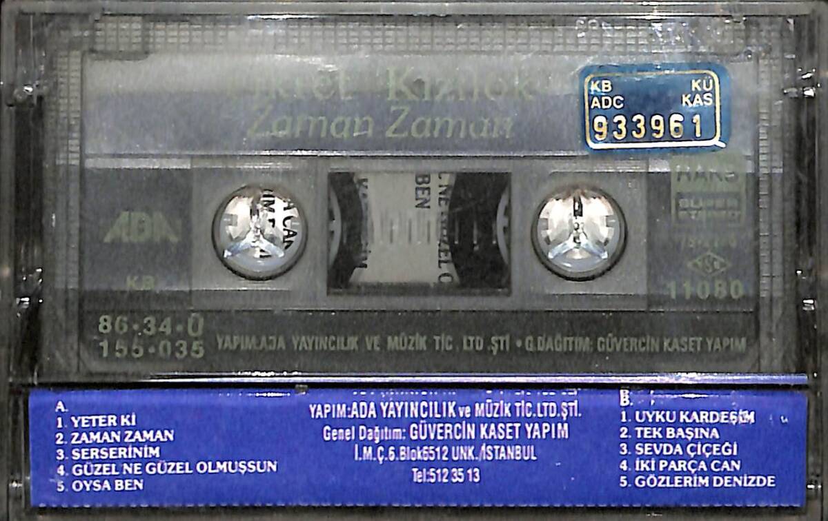 Fikret Kızılok – Zaman Zaman Orijinal Kaset (İkinci El) * ADA Müzik - Mavi Bandrol - 1986 * KST29962 - 2