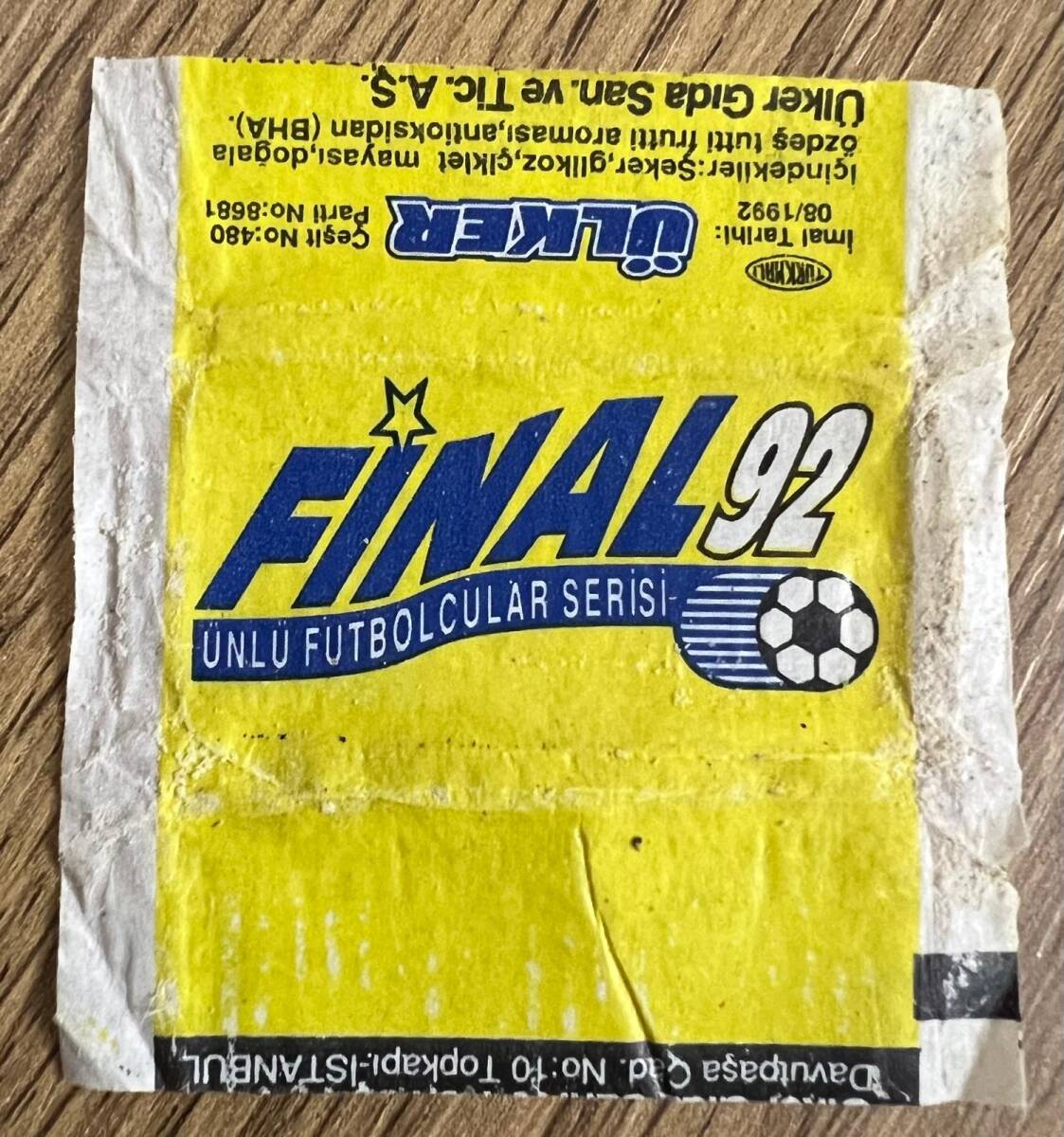 FİNAL 92 (ÜLKER) Ünlü Futbolcular Serisi Sakız Sarma Kağıdı# SKZ1860 - 1