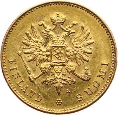 Finlandiya 20 Markka 1910 Aleksandr II Nikolas II - Altın YMP10916 #980 - 2