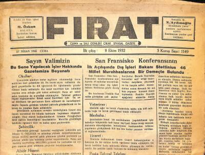 Fırat Gazetesi 27 Nisan 1945 - San Fransisko Konferansının İlk Açılışında Dış İşleri Bakanı Stettinius 46 Millet Murahhaslarına Bir Demeçte Bulundu GZ122180 - 1