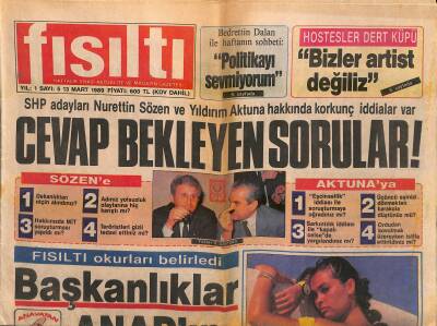 Fısıltı Gazetesi 13 Mart 1989 - Avşar Kızından Krala Moral Tanju Monacoya 5 Çek GZ119185 - 1