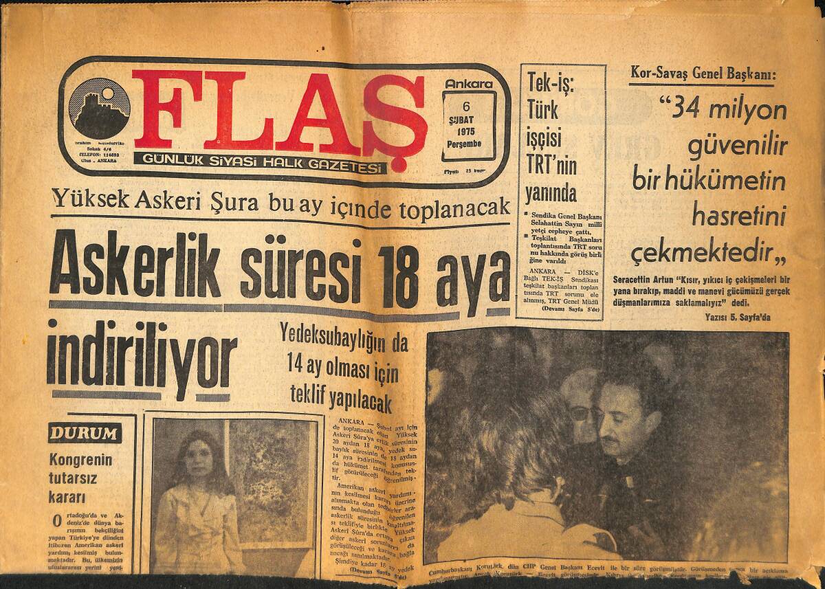 Flaş Gazetesi 6 Şubat 1975 - Müjde Arvak'ın Tabloları Büyük İlgiyle İzlendi - Foreman, Ali Bana Mutlaka Bir Hile Yapmıştır GZ156633 - 1
