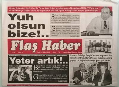 Flaş Haber Gazetesi 1 Nisan 2008 MHP Bulancak İlçe Başkanı İsmail Karataş Flaş Habere Konuştu - GZ44461 - 2