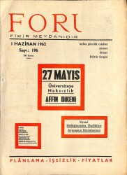 Forum Fikir Meydanıdır 1 Haziran 1962 Sayı196 Planlama - İşsizlik - Fiyatlar NDR81519 - Gökçekoleksiyon