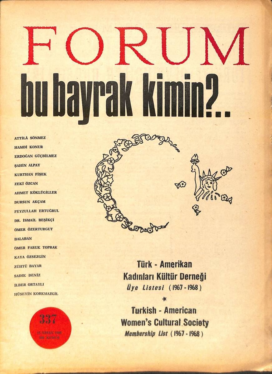 Forum Fikir ve Kültür Dergisi 15 Nisan 1968 Sayı: 337 - Türk-Amerikan Kadınları Kültür Derneği NDR94486 - 1