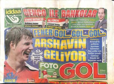 Foto Gol Gazetesi 14 Mayıs 2011 - Arshavin Fenerbahçeye Geliyor GZ104531 - 1