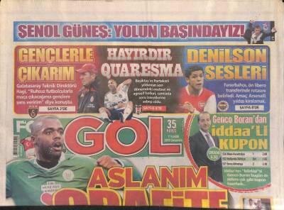 Foto Gol Gazetesi 17 Kasım 2010 - Şenol Güneş Yolun Başındayız - Alex , Tek Başına İmparator Tadında!.. GZ119572 - 1