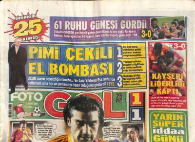 Foto Gol Gazetesi 7 Aralık 2009 - Aziz Yıldırım Pimi Çekili El Bombası Gibi GZ104534 - 1