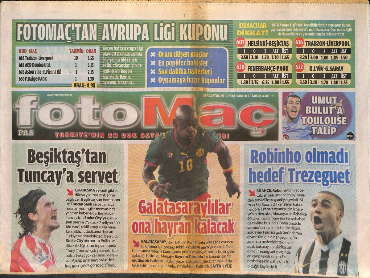 Foto Maç 26 Ağustos 2010 - Robinho Olmadı Hedef Trezeguet - Beşiktaş'tan Tuncay Şanlı'ya Servet GZ135691 - 1