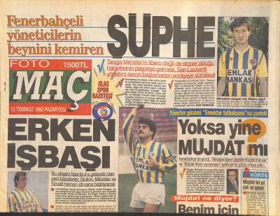 Foto Maç Gazetesi 13 Temmuz 1992 - Venglosun Yeni Yaptırdığı Rampa , Büyük İlgi Gördü - Fenerbahçeli Yöneticilerin Beyninin Kemiren Şüphe GZ127055 - 1