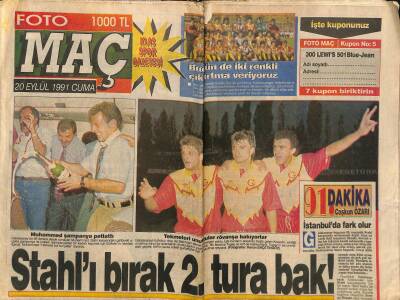 Foto Maç Gazetesi 20 Eylül 1991 - Milne Bu İş Henüz Bitmedi Turu Geçebiliriz - Ulvinin Yerine Hamit GZ123100 - 1