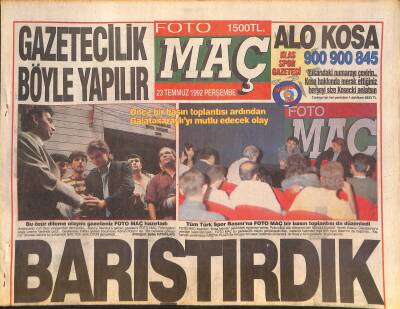 Foto Maç Gazetesi 23 Temmuz 1992 - Kosanın Geliş Öyküsü - Bakonun Keyfi Yerinde GZ127025 - 1