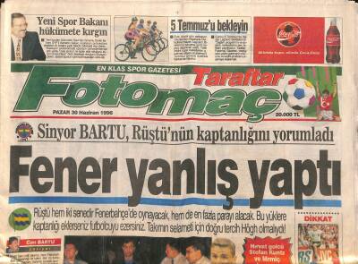 Foto Maç Gazetesi 30 Haziran 1996 - Golcü Sukerin Aklı Beşiktaşta Kaldı ! - Fenerbahçe Şapka Çıkartacak GZ123185 - 1