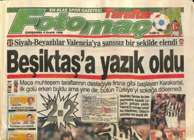 Foto Maç Gazetesi 4 Aralık 1996 - Beşiktaşa Yazık Oldu - Mrmiçe Alkış , Amokachiye Yuh GZ123182 - 1