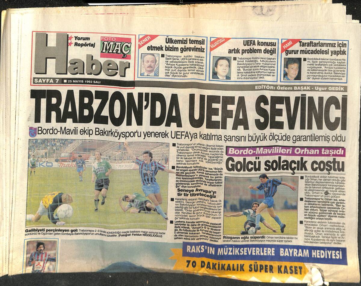 Foto Maç Haber 25 Mayıs 1993 - Trabzon'da UEFA Sevinci - Ali Şen'in İzindeyiz GZ153115 - 1