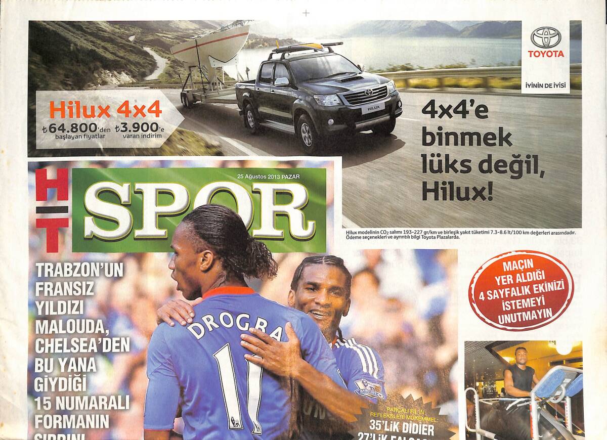 Habertürk Spor Gazetesi 25 Ağustos 2013 - Trabzonsporlu Malouda 15 Numaralı Formasını Açıkladı, Drogba Pilot Gibi GZ134828 - 1