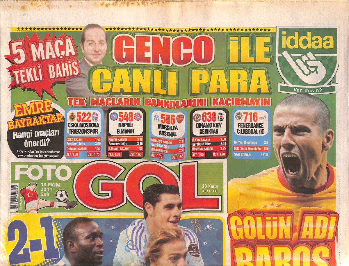 Fotogol Gazetesi 18 Ekim 2011 - Fenerbahçe , 28 Yıl Sonra Gittiği Mersin'den Tek Farklı Galibiyetle Döndü GZ134907 - 1