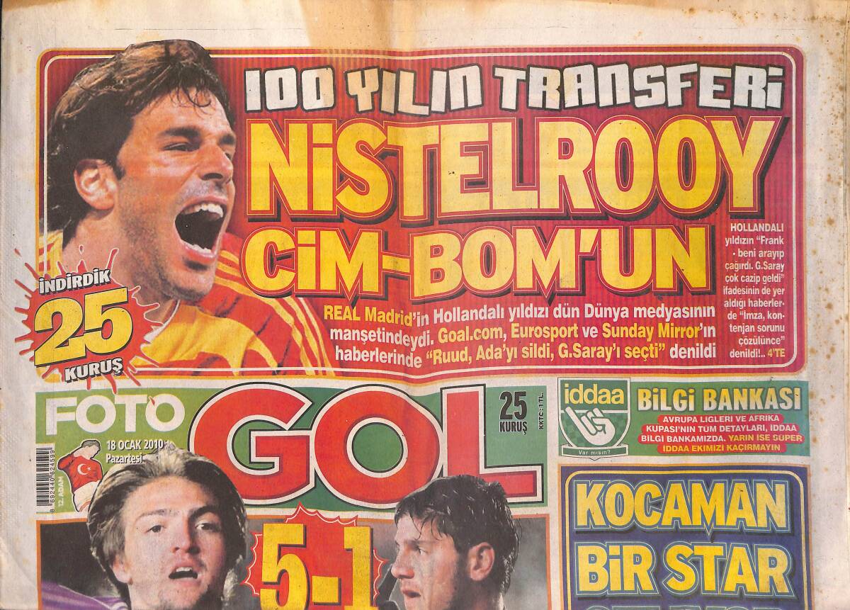 Fotogol Gazetesi 18 Ocak 2010 - Fener'de Karar Günü - Nistelrooy Cim-Bom'un GZ134840 - 1