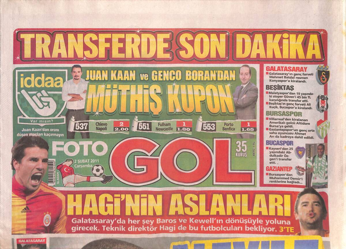 Fotogol Gazetesi 2 Şubat 2011 - Hagi'nin Aslanları - Simao : Kartal'ı Uçurmaya Geldim GZ134805 - 1