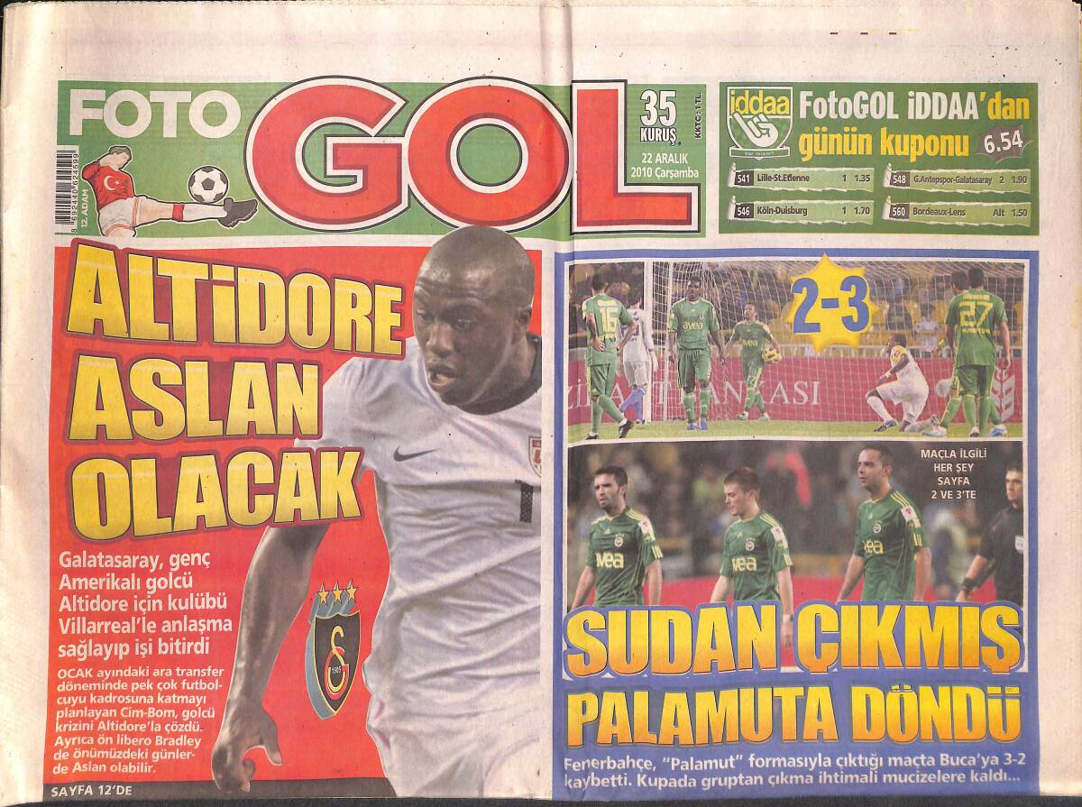 Fotogol Gazetesi 22 Aralık 2010 - Altidore Aslan Olacak - Beşiktaş , Almeida'yla Anlaşma Sağladı GZ134845 - 1