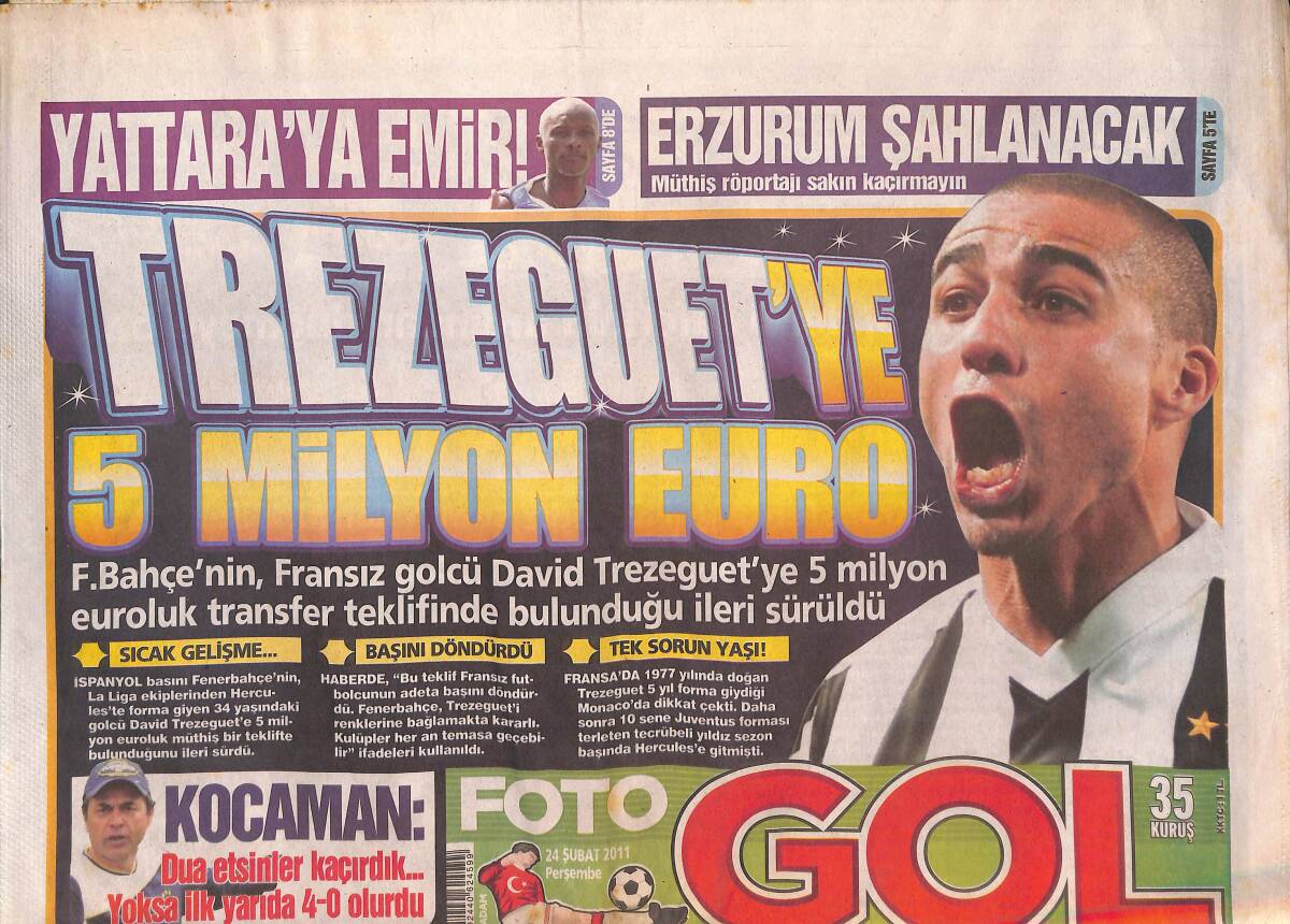 Fotogol Gazetesi 24 Şubat 2011 - Alex De Souza Şampiyonluk Sözü Verdi - Aslan'da Sürpriz İsim Bendtner GZ134832 - 1