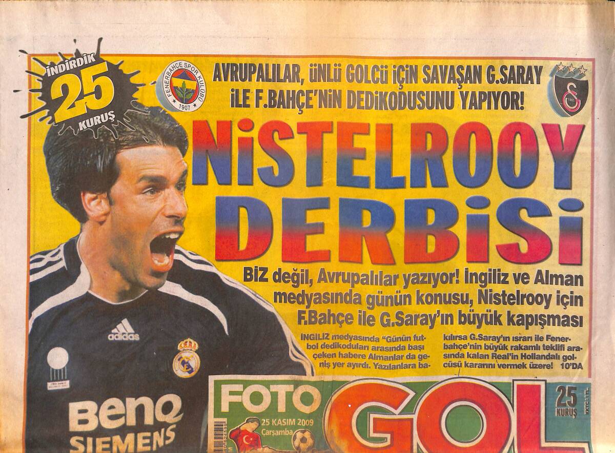 Fotogol Gazetesi 25 Kasım 2009 - Daum : Carlos'a İzin Filan Yok ! - Trabzonspor'da Şenol Güneş Harekatı GZ134869 - 1