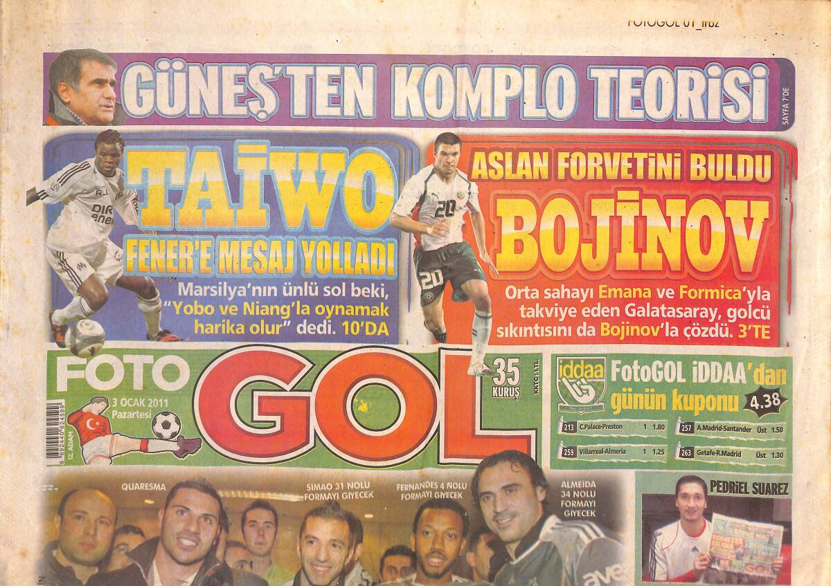 Fotogol Gazetesi 3 Ocak 2011 - Q7 Çetesi İstanbul'da - Cimbom Start Alıyor GZ134906 - 1