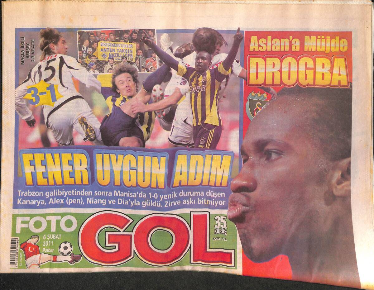 FOTOGOL Gazetesi 6 Şubat 2011 - Aslan'a Müjde Drogba, Beşiktaşın Zafer Hayalleri Çakıldı GZ134813 - 1