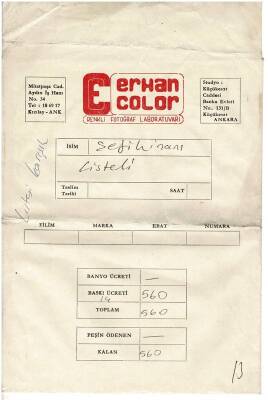 FOTOĞRAFÇILIK -Erhan Color Renkli Fotoğraf Laboratuvarı Fotoğraf Zarfı EFM2021 - 1