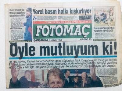 Fotomaç Gazetesi 1 Mayıs 1996 - Tarık DaşgünÖyle Mutluyum ki GZ42666 - 1