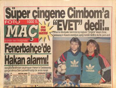 Fotomaç Gazetesi 10 Ekim 1991 - Venglos Ostrava, Kosa ve Ziober, Rıdvan Dilmen, Katie Orgil GZ126463 - 1