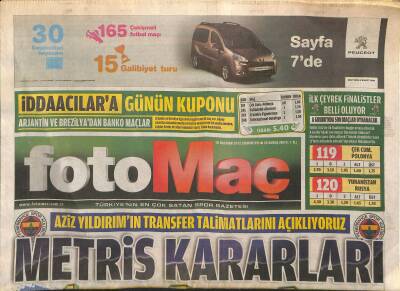 Fotomaç Gazetesi 16 Haziran 2012 - Denizli Olmadı Hedef Aybaba - Lütfi Arıboğan G.Saray A.Şnin Başına Geçti GZ124806 - 1