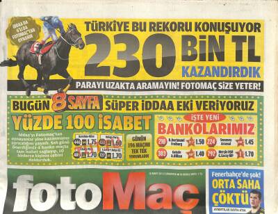 Fotomaç Gazetesi 16 Mart 2013 - Trabzon Ateşle Oynuyor - Beşiktaşta Fernandes Sevinci GZ124805 - 1