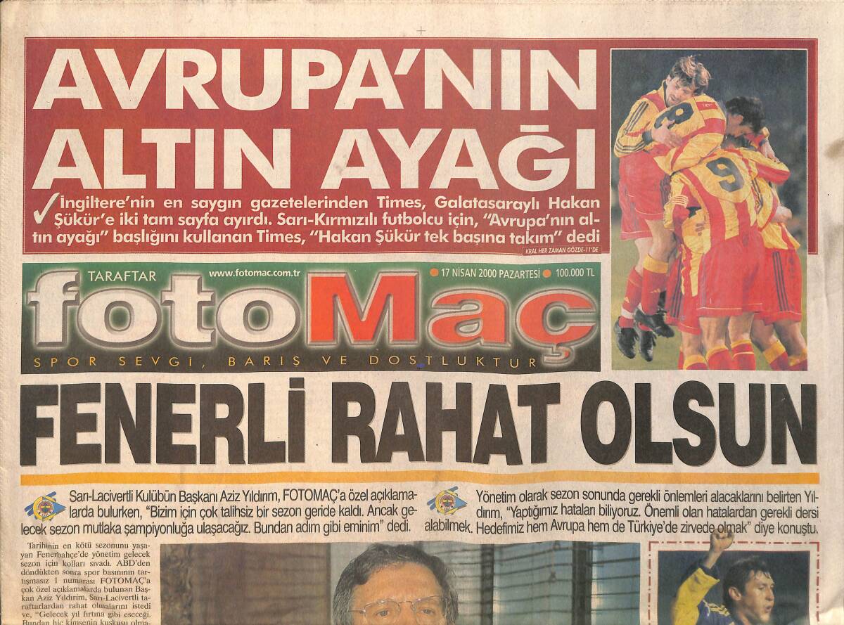 Fotomaç Gazetesi 17 Nisan 2000 - Fenerli Tayfun'a Dortmund Çengeli GZ158105 - 1
